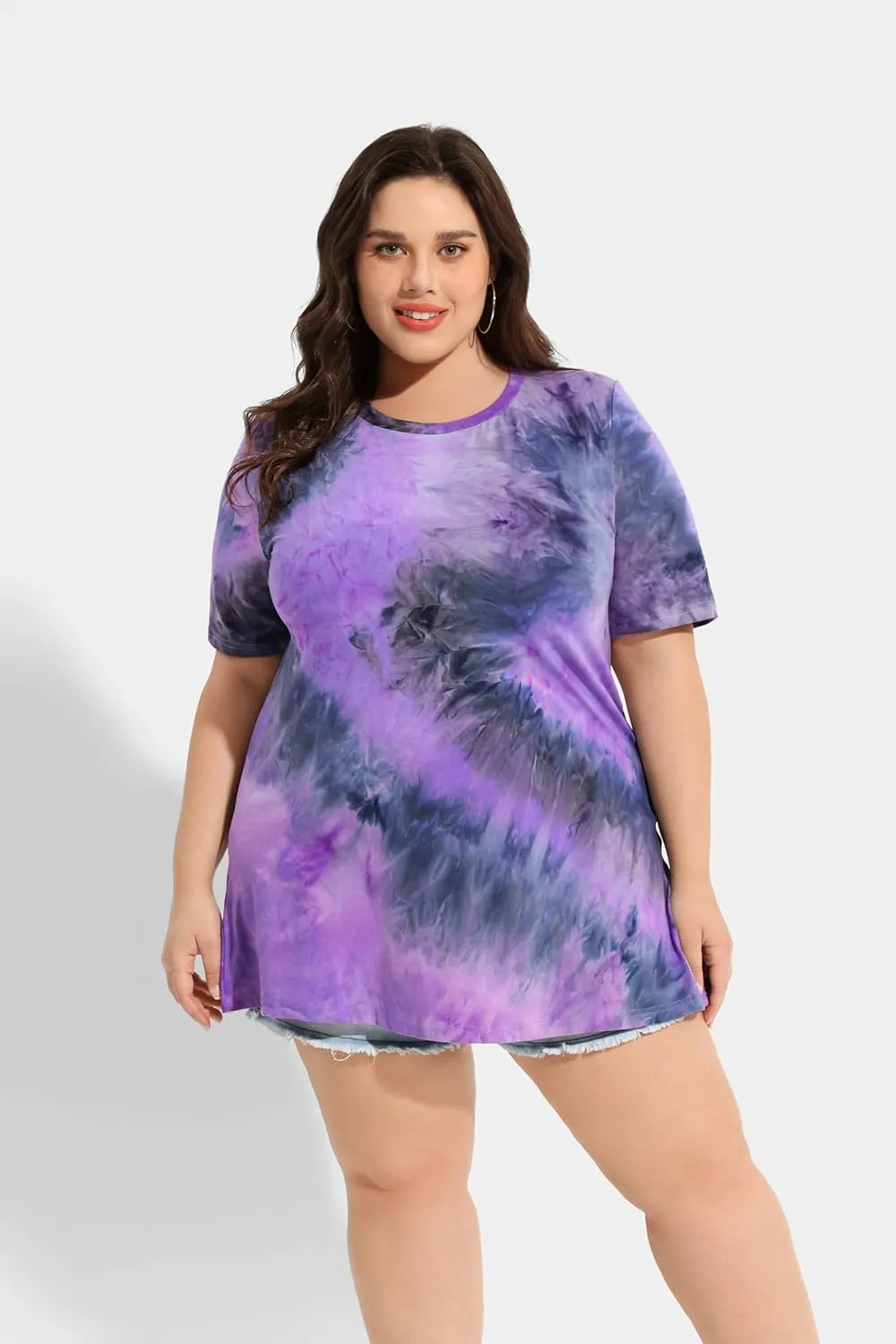 RITERA Women's Plus Size Crewneck Tops Short Sleeve Oversized T Shirt for Women Spring Summer XL 5XL