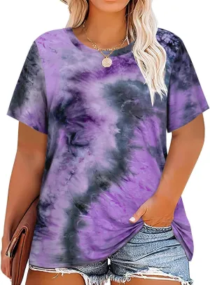 RITERA Women's Plus Size Crewneck Tops Short Sleeve Oversized T Shirt for Women Spring Summer XL 5XL