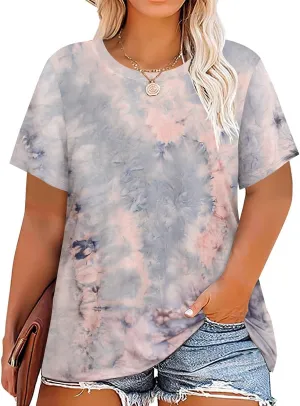 RITERA Women's Plus Size Crewneck Tops Short Sleeve Oversized T Shirt for Women Spring Summer XL 5XL