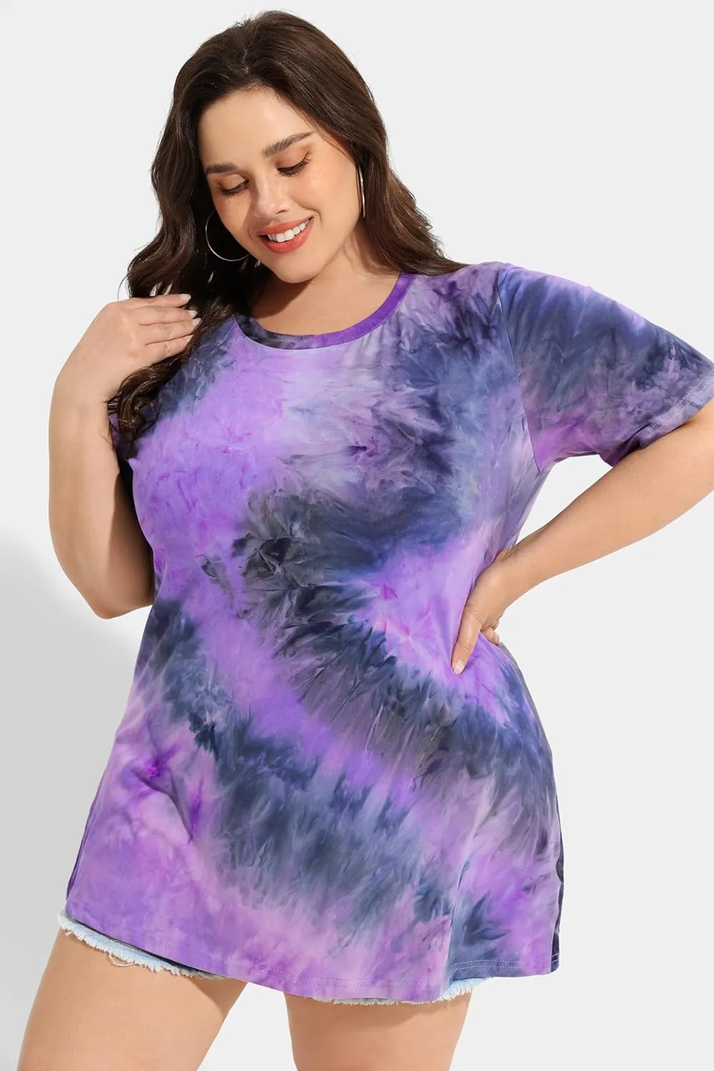 RITERA Women's Plus Size Crewneck Tops Short Sleeve Oversized T Shirt for Women Spring Summer XL 5XL