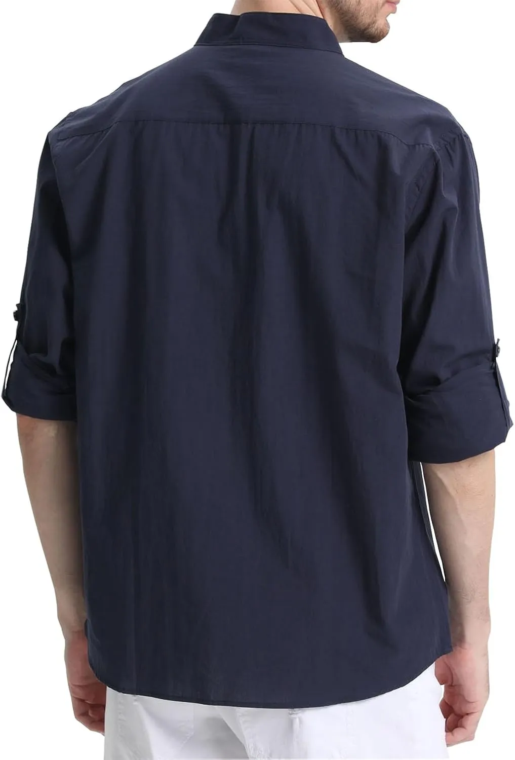 RPOVIG Men's Linen Shirts Long Sleeve Button Down Beach Shirt Henley Casual T Shirt Summer Clothes Soft Lightweight