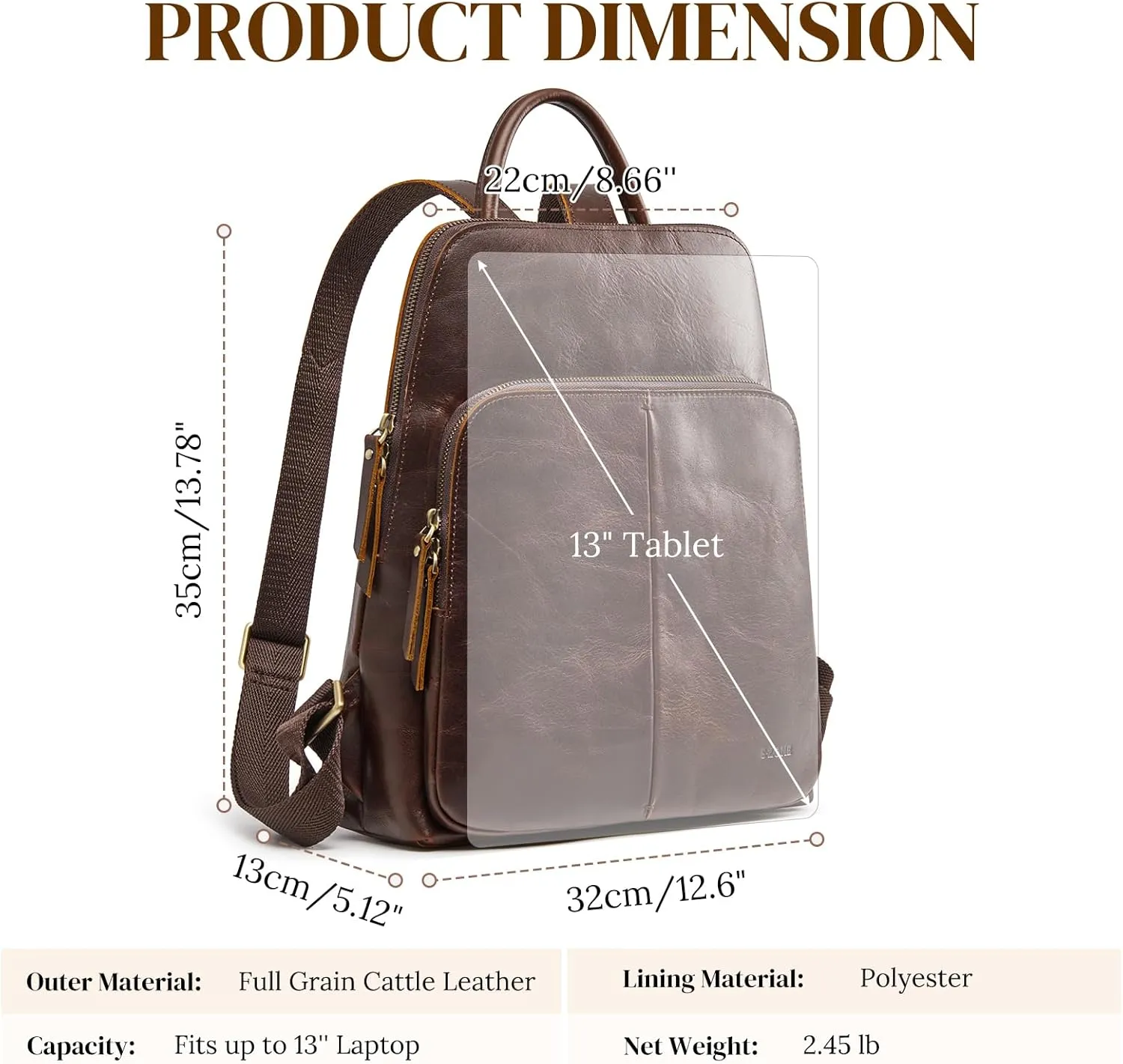 S-ZONE Small Leather Backpack for Women Fashion Designer Purse Anti-theft RFID Travel Bag