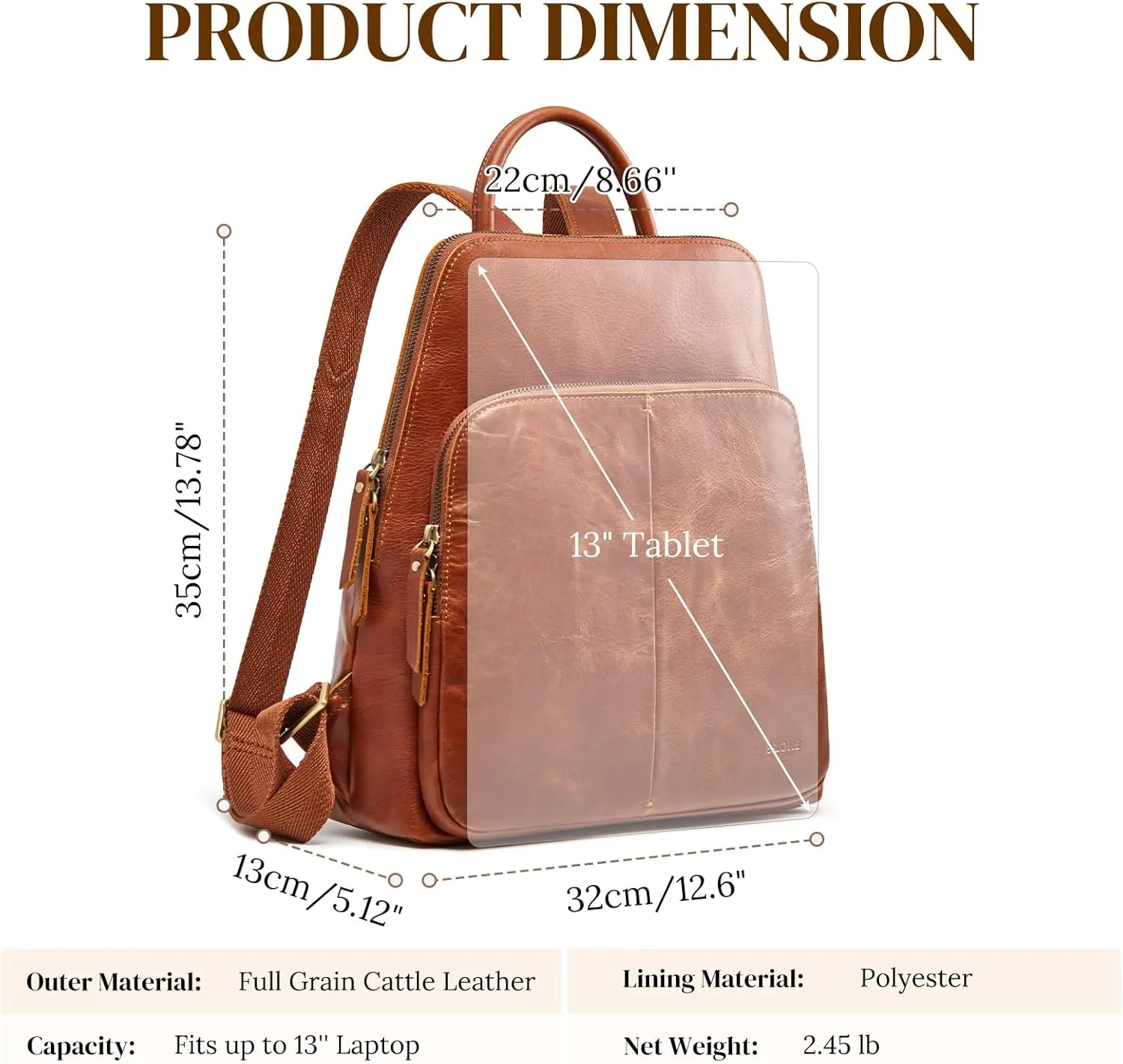 S-ZONE Small Leather Backpack for Women Fashion Designer Purse Anti-theft RFID Travel Bag