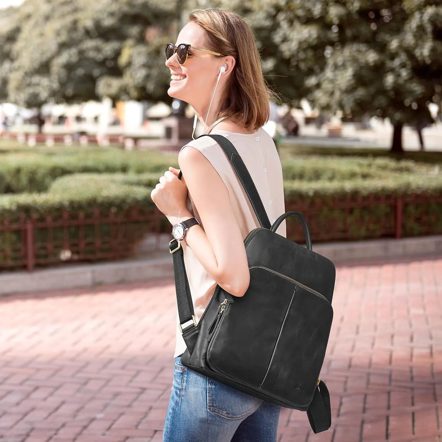 S-ZONE Small Leather Backpack for Women Fashion Designer Purse Anti-theft RFID Travel Bag