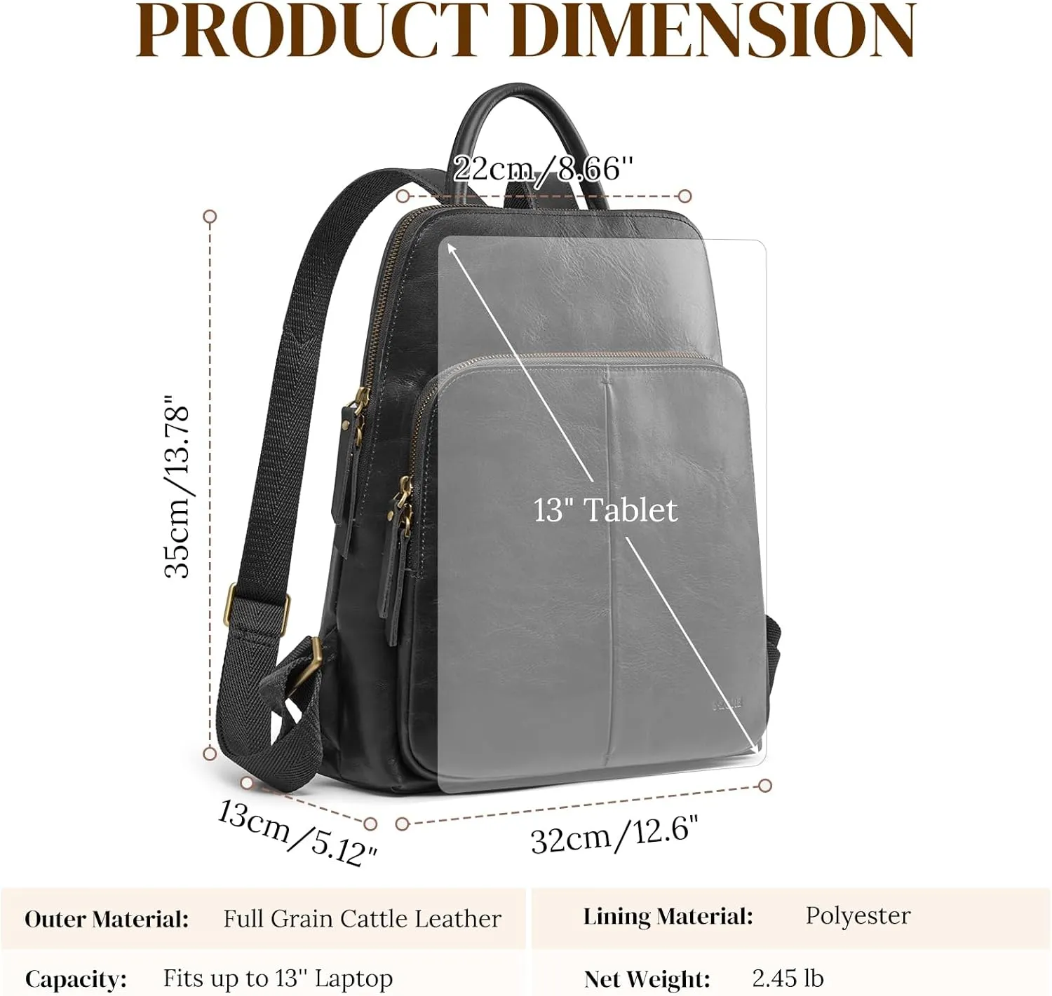 S-ZONE Small Leather Backpack for Women Fashion Designer Purse Anti-theft RFID Travel Bag