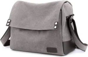 Shoulder Bag for Men Canvas Vintage Messenger Bag Large Multi-pocket Crossbody Bag Daily Satchel Fits 14 Inch Laptop