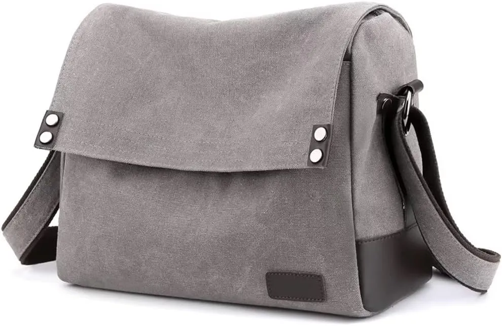 Shoulder Bag for Men Canvas Vintage Messenger Bag Large Multi-pocket Crossbody Bag Daily Satchel Fits 14 Inch Laptop