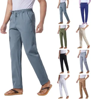 Slim Fit Chino Pants for Men Cotton Twill Casual Stretch Dress Pants Drawstring Trousers (Available in Big & Tall)