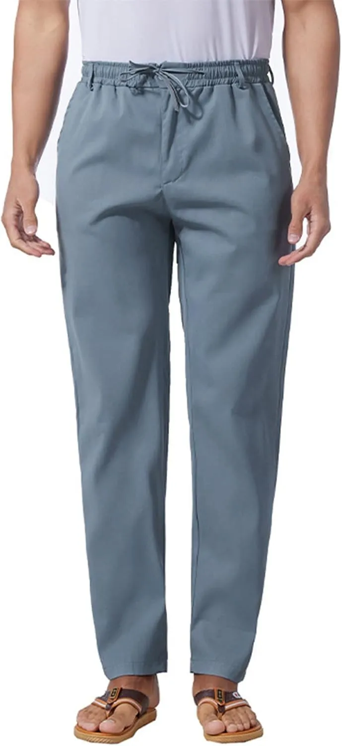 Slim Fit Chino Pants for Men Cotton Twill Casual Stretch Dress Pants Drawstring Trousers (Available in Big & Tall)