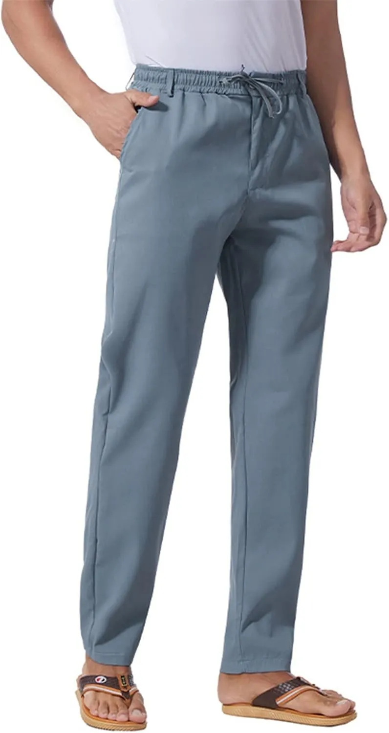 Slim Fit Chino Pants for Men Cotton Twill Casual Stretch Dress Pants Drawstring Trousers (Available in Big & Tall)