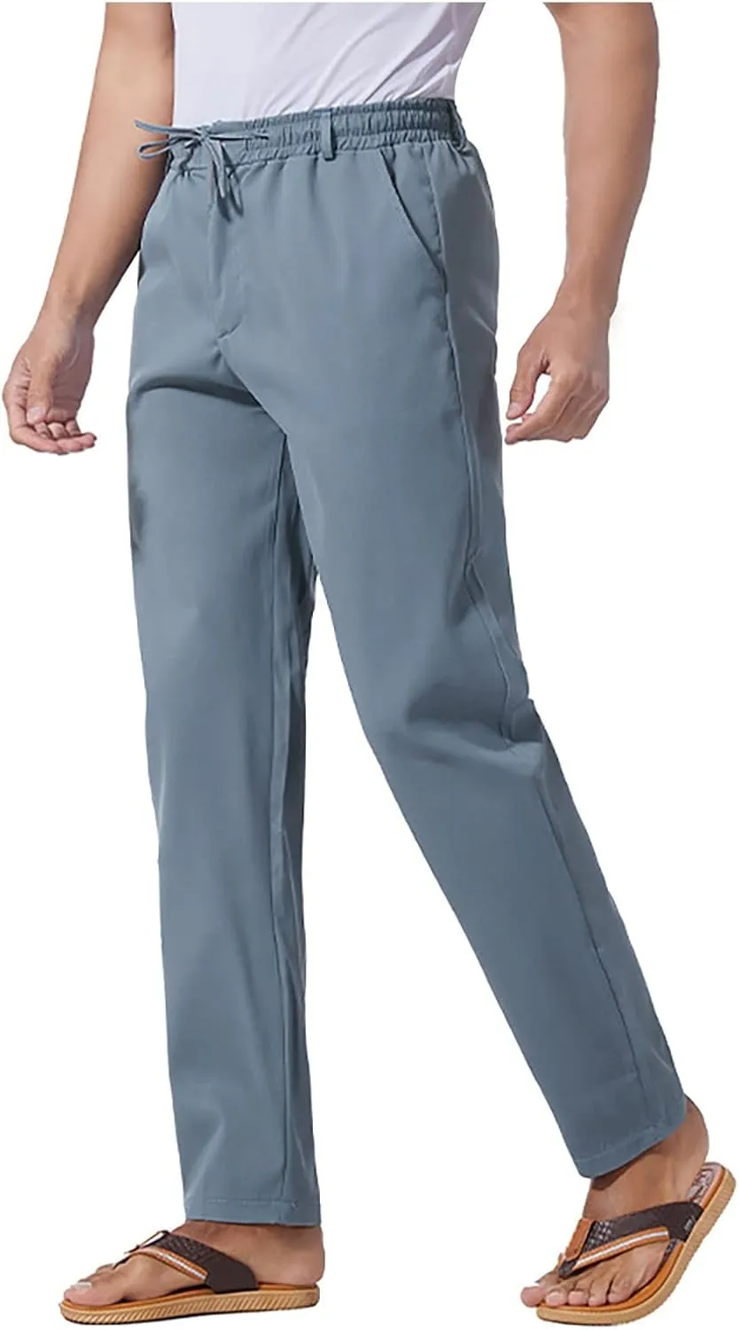 Slim Fit Chino Pants for Men Cotton Twill Casual Stretch Dress Pants Drawstring Trousers (Available in Big & Tall)
