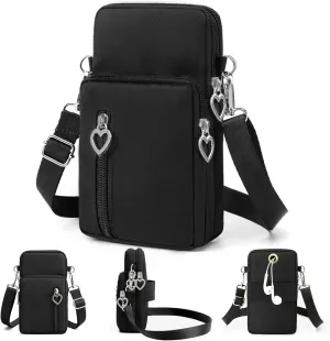 Small Crossbody Bags for Women, Black Waterproof Cell Phone Crossbody Wallet Purse Handbags Mens Gym Bags, Detachable Strap Multi Pocket Casual Outdoor Sling Designer Crossbody Bags for Women Unisex