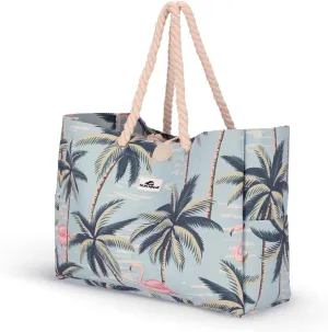 SUN NINJA XL Canvas Beach Tote Bag - Water-Resistant with Pockets - Large Pool Summer Tote, Cute Travel Beach Bag