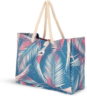 SUN NINJA XL Canvas Beach Tote Bag - Water-Resistant with Pockets - Large Pool Summer Tote, Cute Travel Beach Bag