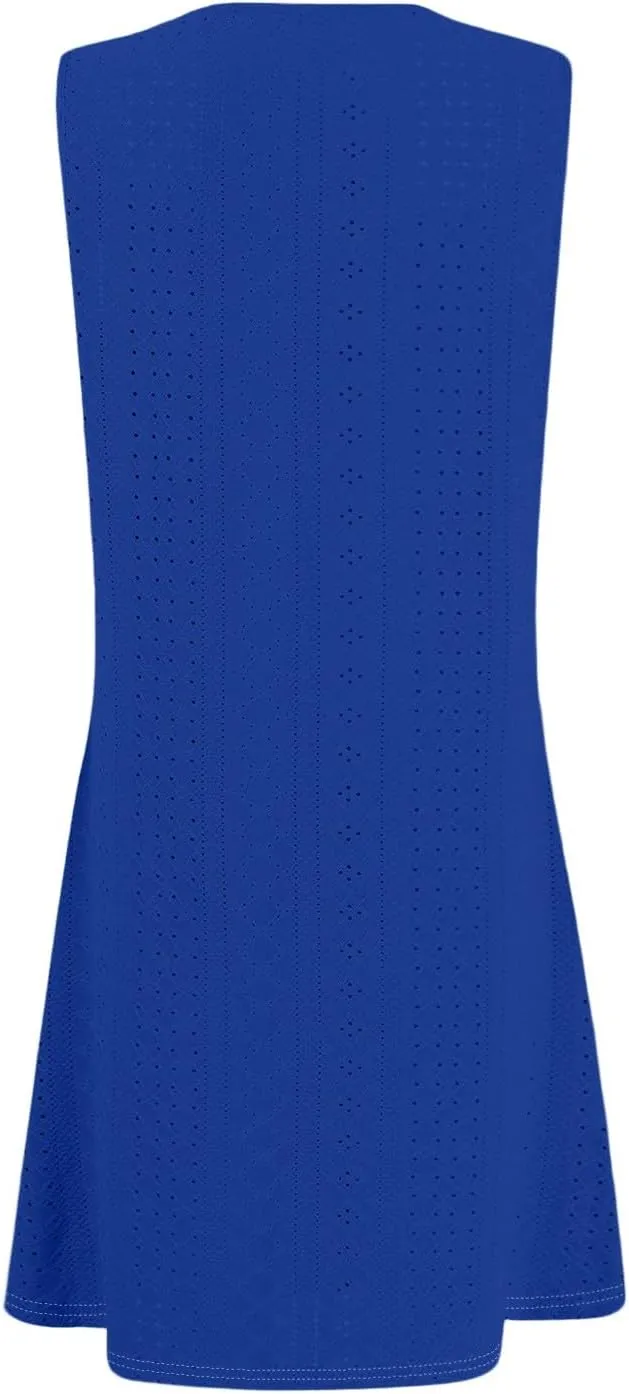 Sundresses for Women 2025 Summer Trendy Sleeveless Eyelet Beach Dress Bathing Suit Cover Up Tank Dress with Pockets