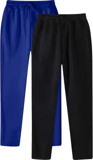SUWBMHWE 2 Pack Men's Heavyweight Fleece Sweatpants Baggy Elastic Waist Drawstring Sweatpants with Pockets Joggers Trousers