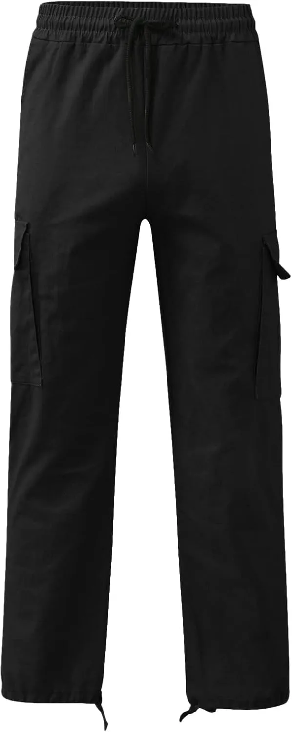 Sweatpants for Men Baggy Open Bottom Drawstring Cargo Joggers Casual Plus Size Loose Lighteight Hiking Pants with Pockets