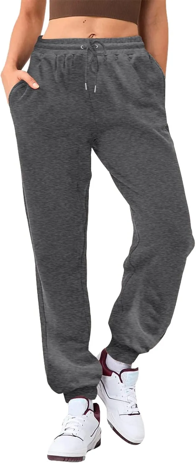 Sweatpants for Tall Women Drawstring High Waist Lounge Jogger Pants Solid Color Baggy Lightweight Comfy Trousers with Pocket