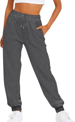 Sweatpants for Tall Women Drawstring High Waist Lounge Jogger Pants Solid Color Baggy Lightweight Comfy Trousers with Pocket