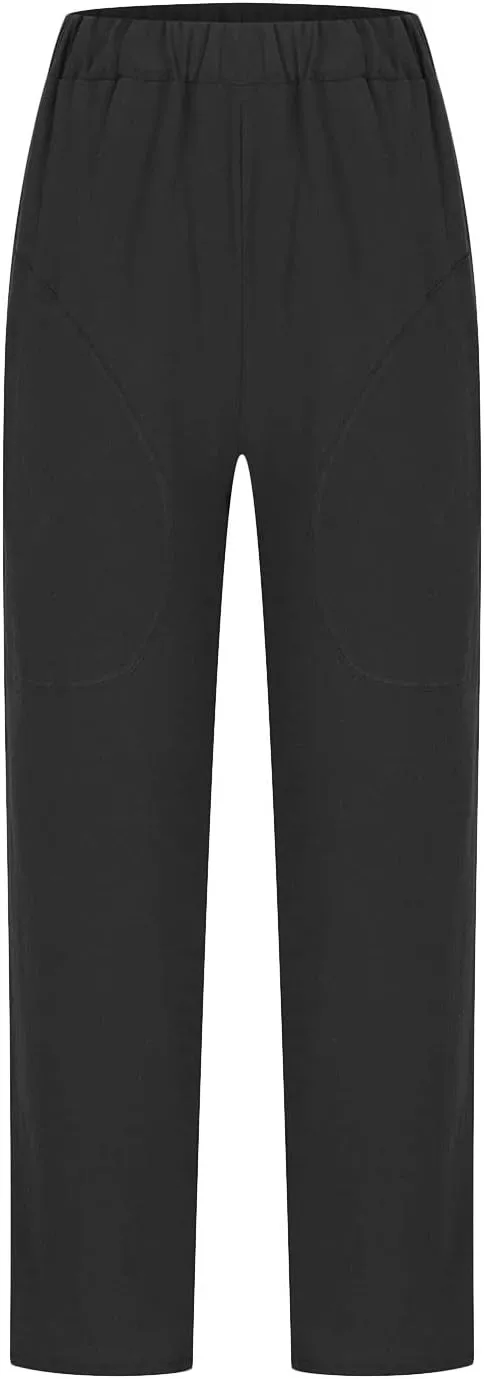 TARIENDY Womens Casual Pants Straight Leg Elastic Waist Summer Pant Plus Size Comfy Trousers Beach Outfits with Pockets