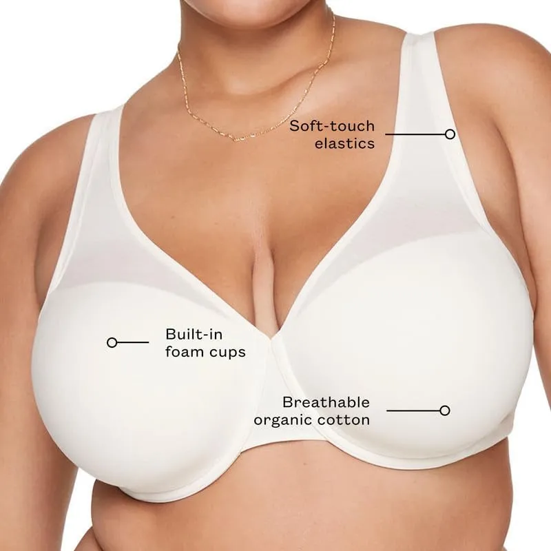 ThirdLove Organic Cloud Cotton Full Coverage Bra, High Support, Soft Bra, Breathable with Spandex for Stretch, Bras for Women