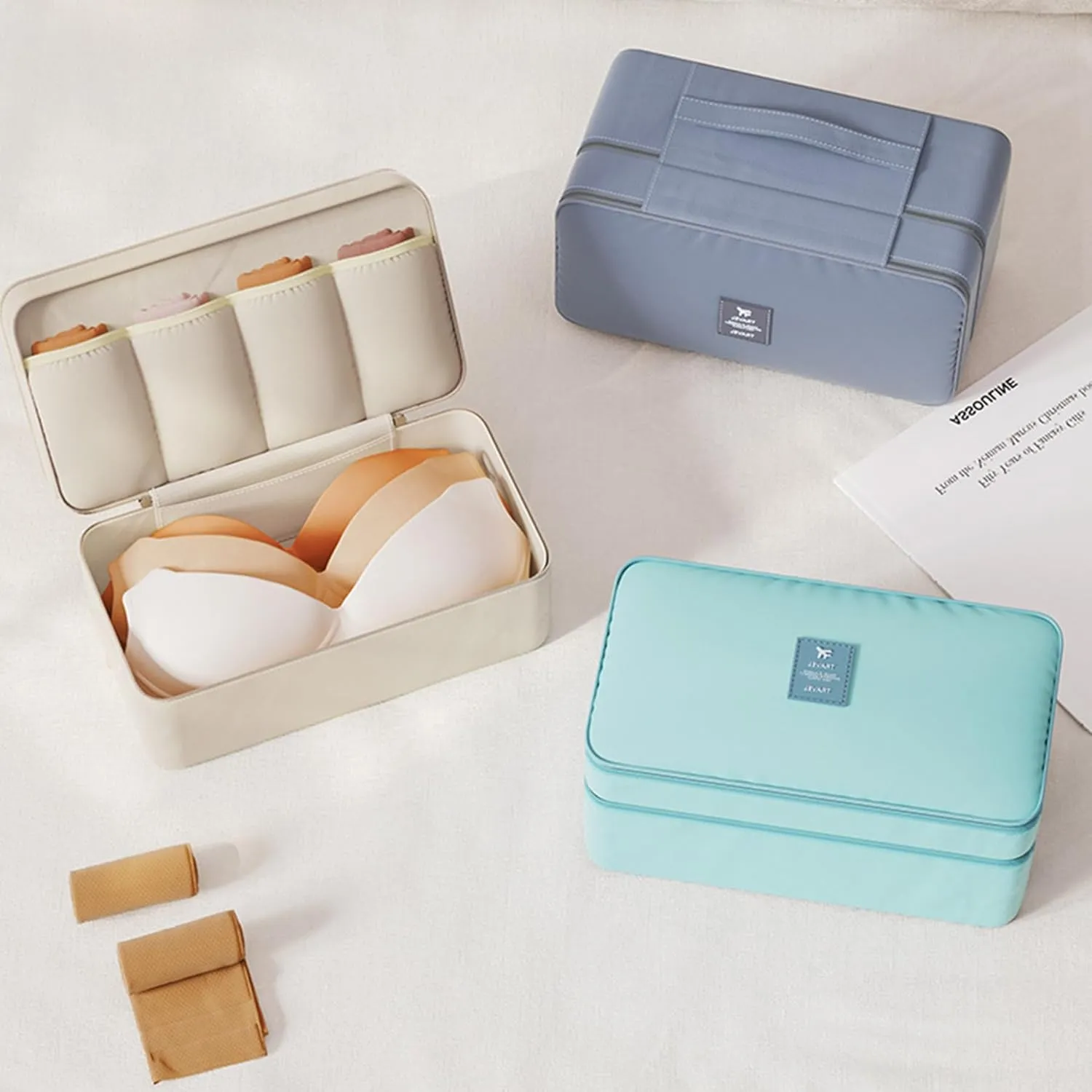 Travel Underwear Organizer Bag Lightweight Double Layer Large Capacity Pack Cube Lingerie Socks Cosmetic Bag,Blue 8#