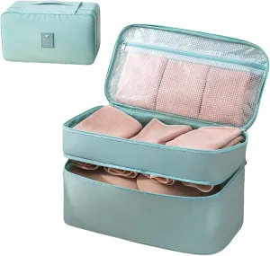 Travel Underwear Organizer Bag Lightweight Double Layer Large Capacity Pack Cube Lingerie Socks Cosmetic Bag,Blue 8#
