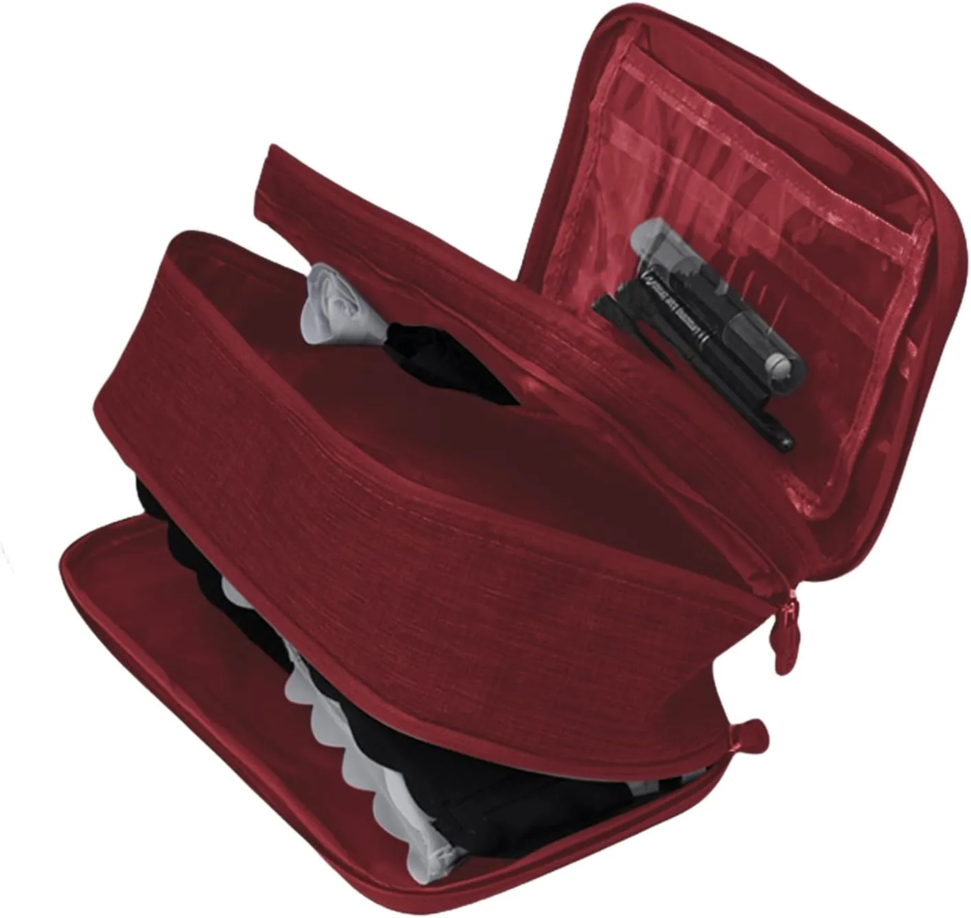 Travel Underwear Organizer Bag Portable Bra Socks Lingerie Cosmetic Storage Bag Travel Essentials Packing Cubes,Wine Red