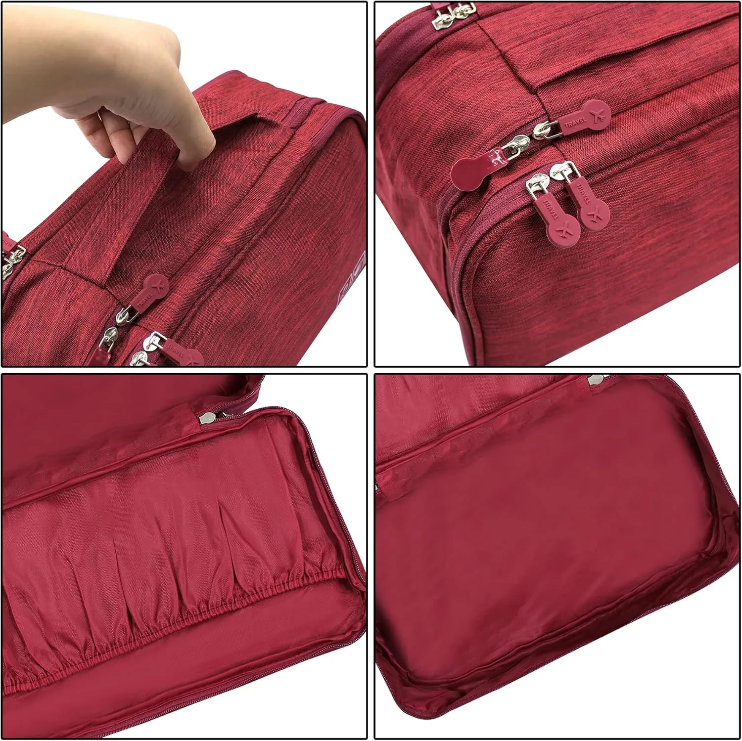 Travel Underwear Organizer Bag Portable Bra Socks Lingerie Cosmetic Storage Bag Travel Essentials Packing Cubes,Wine Red