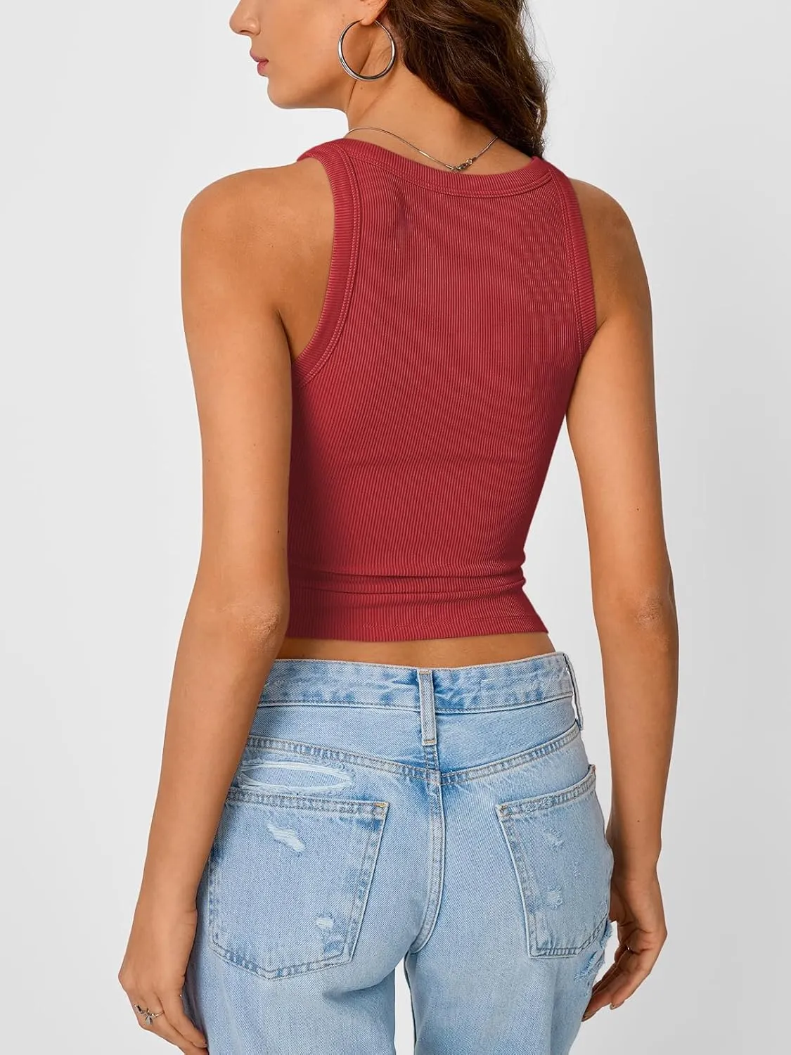 Trendy Queen Womens Tank Tops Crop Camisole Summer Fashion Sleeveless Ribbed Workout Basic Going Out Gym Spring Clothes 2025