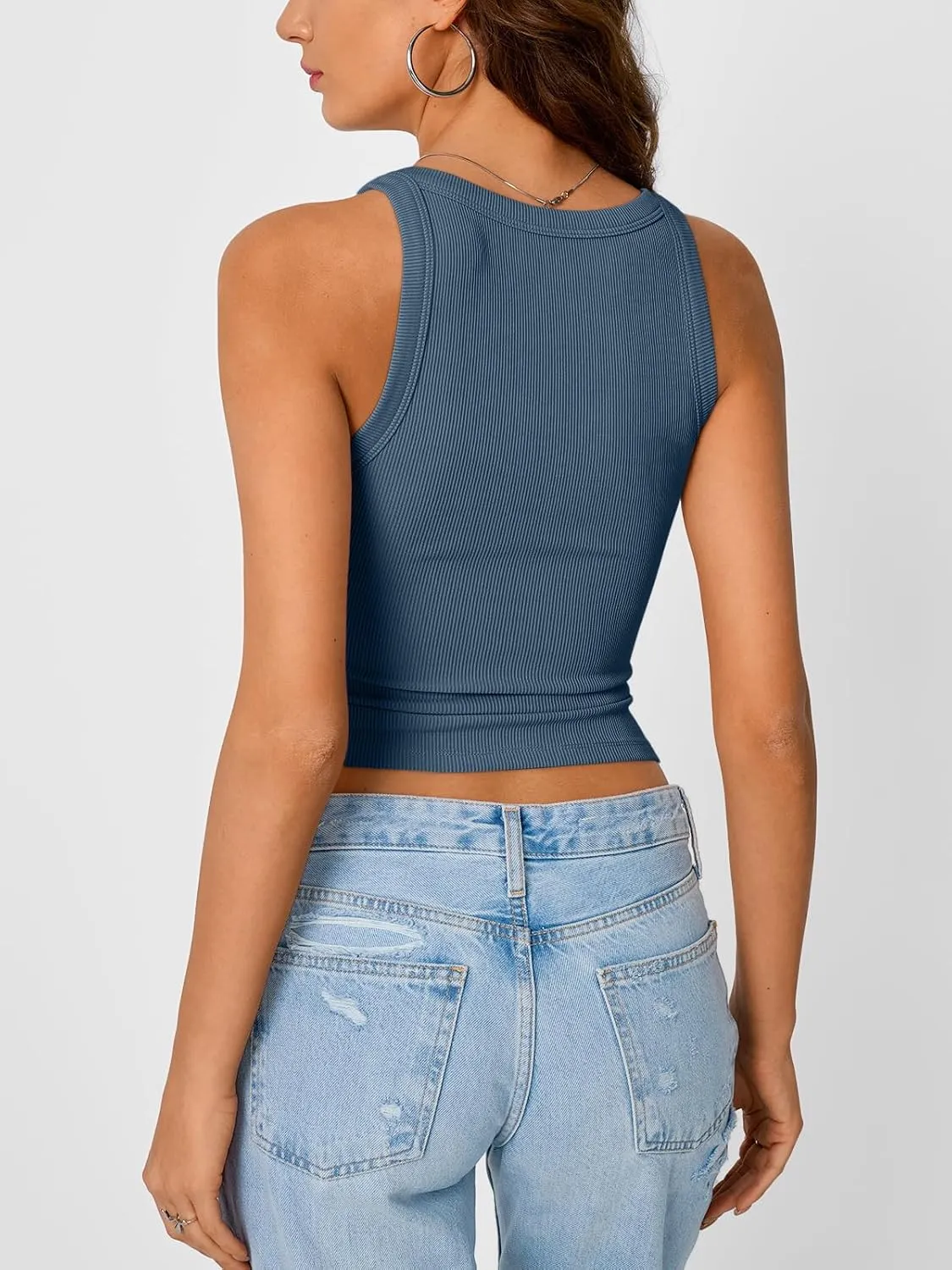 Trendy Queen Womens Tank Tops Crop Camisole Summer Fashion Sleeveless Ribbed Workout Basic Going Out Gym Spring Clothes 2025