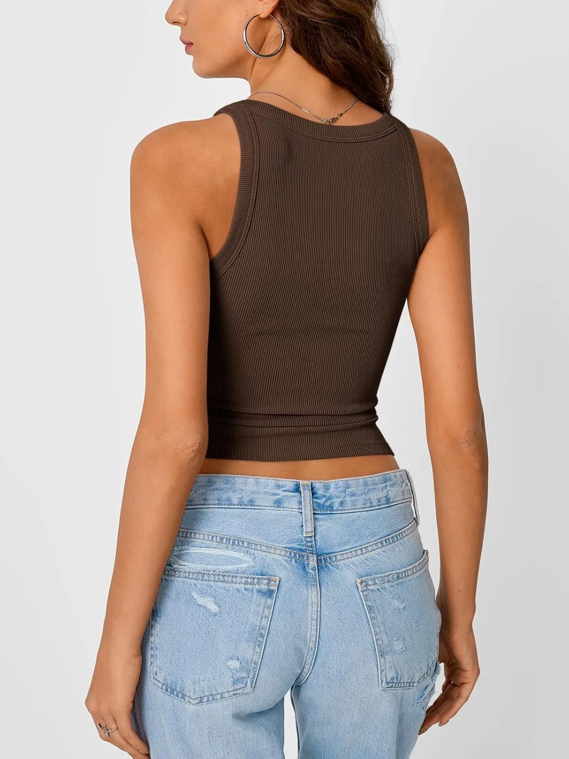Trendy Queen Womens Tank Tops Crop Camisole Summer Fashion Sleeveless Ribbed Workout Basic Going Out Gym Spring Clothes 2025