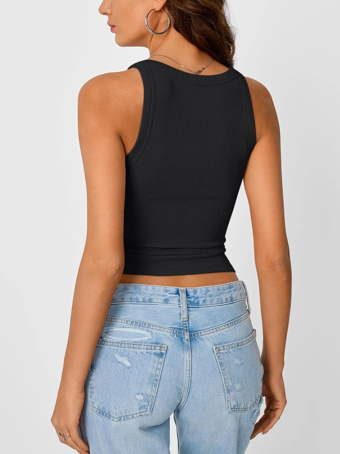 Trendy Queen Womens Tank Tops Crop Camisole Summer Fashion Sleeveless Ribbed Workout Basic Going Out Gym Spring Clothes 2025