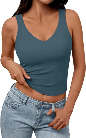 Trendy Queen Womens Tank Tops Double Lined Crop Sleeveless Going Out Camisole Summer Fashion Basic Soft Spring Clothes 2025