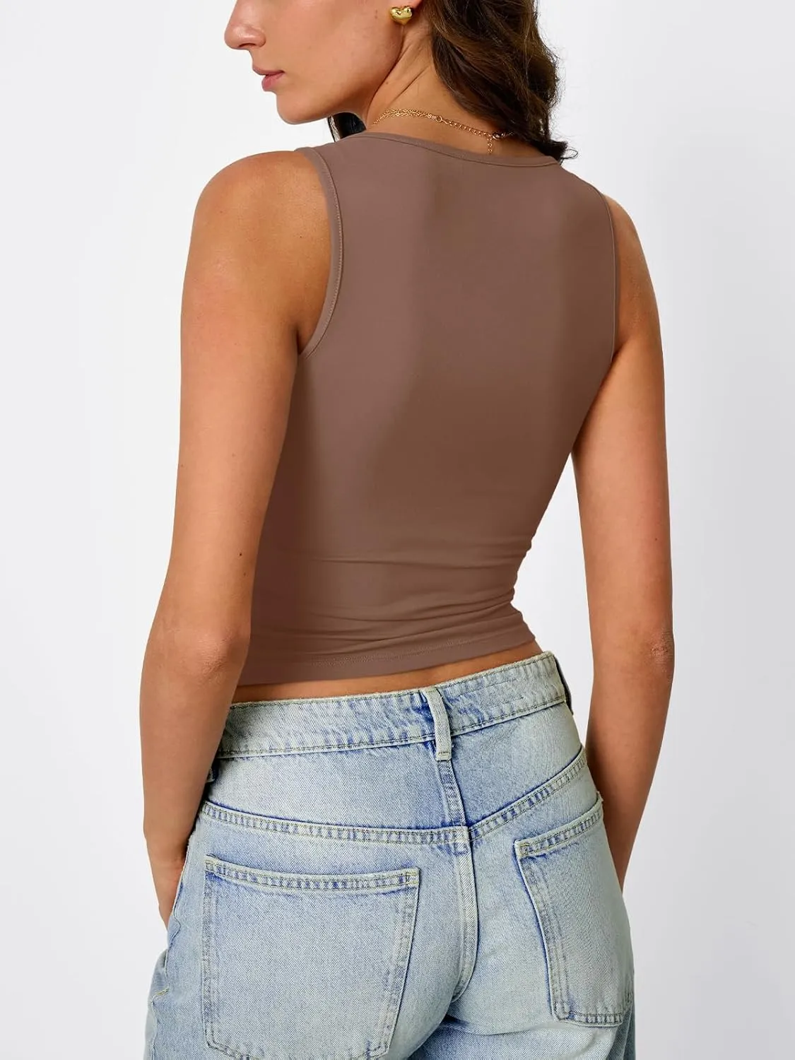 Trendy Queen Womens Tank Tops Double Lined Crop Sleeveless Going Out Camisole Summer Fashion Basic Soft Spring Clothes 2025