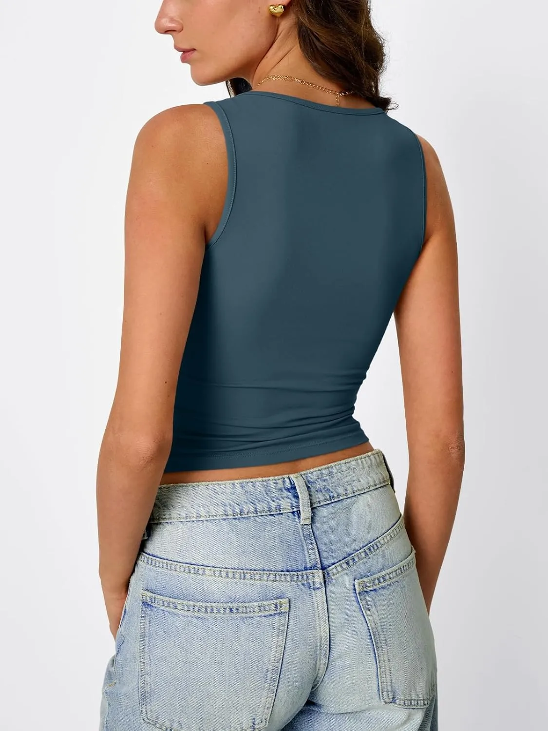 Trendy Queen Womens Tank Tops Double Lined Crop Sleeveless Going Out Camisole Summer Fashion Basic Soft Spring Clothes 2025