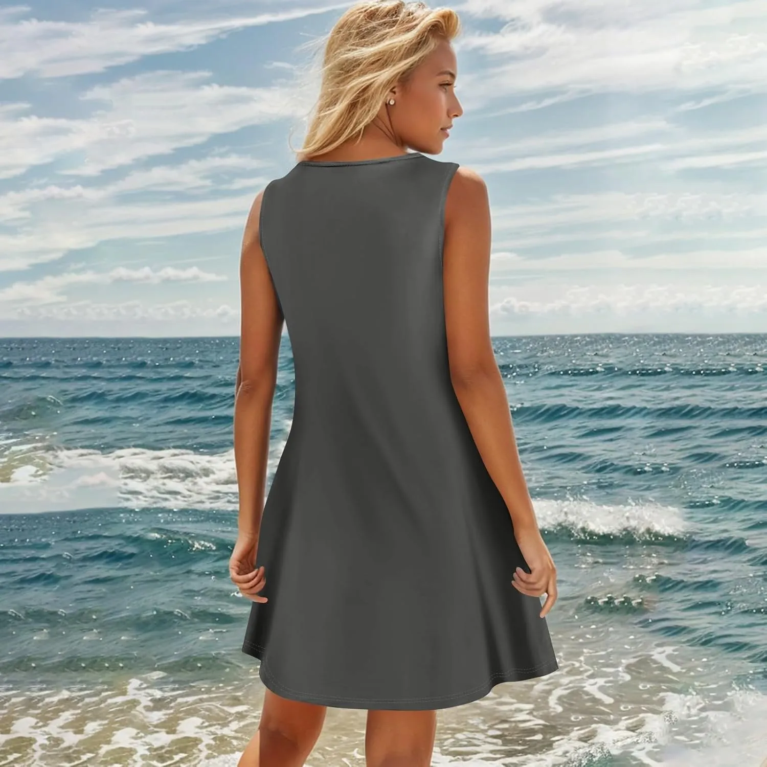 TWGONE Summer Dresses for Women 2025 Vacation Beach Swimsuit Coverups Sleeveless Button Down Spring Boho Midi Sun Dress