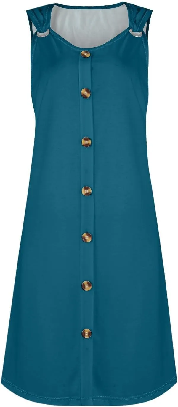 TWGONE Summer Dresses for Women 2025 Vacation Beach Swimsuit Coverups Sleeveless Button Down Spring Boho Midi Sun Dress