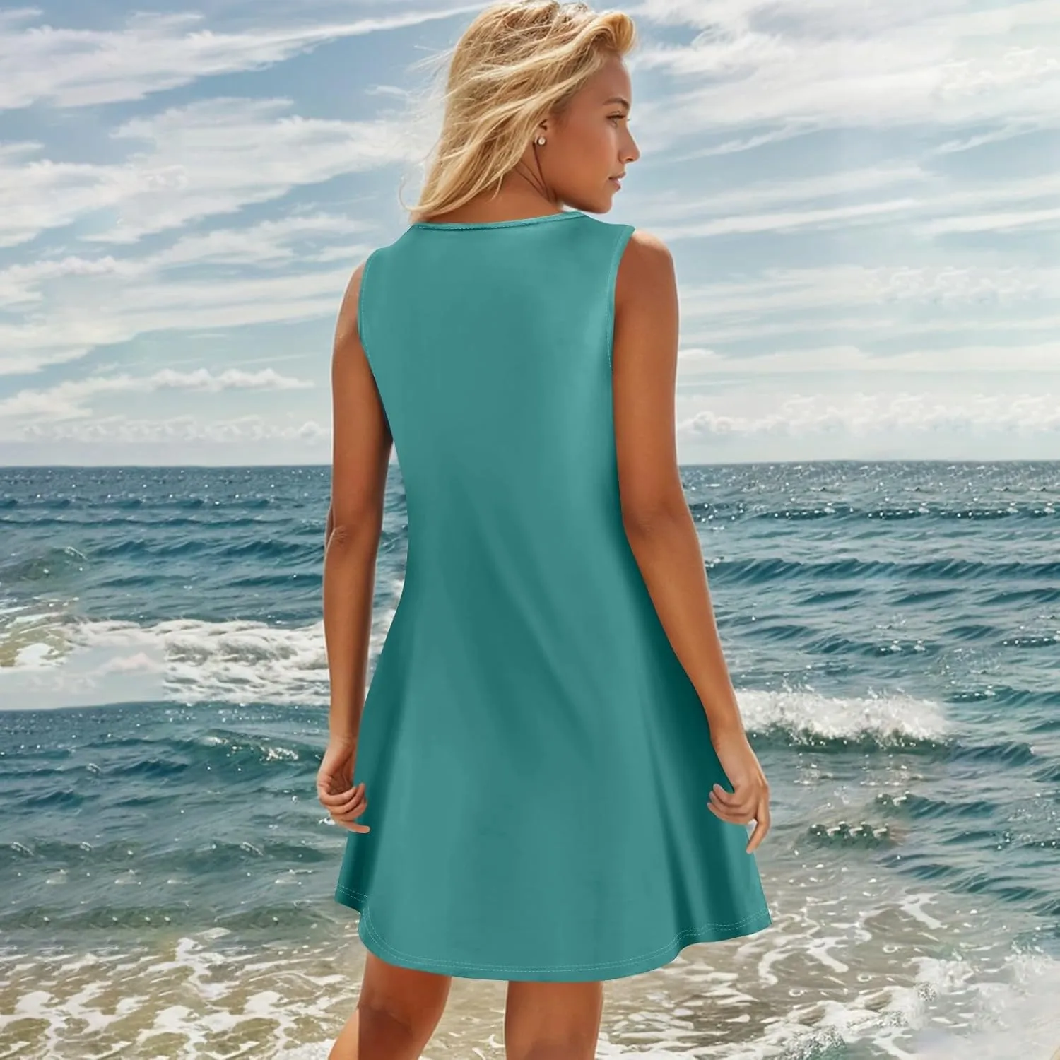 TWGONE Summer Dresses for Women 2025 Vacation Beach Swimsuit Coverups Sleeveless Button Down Spring Boho Midi Sun Dress