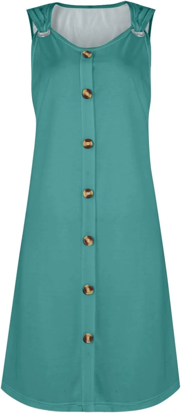 TWGONE Summer Dresses for Women 2025 Vacation Beach Swimsuit Coverups Sleeveless Button Down Spring Boho Midi Sun Dress