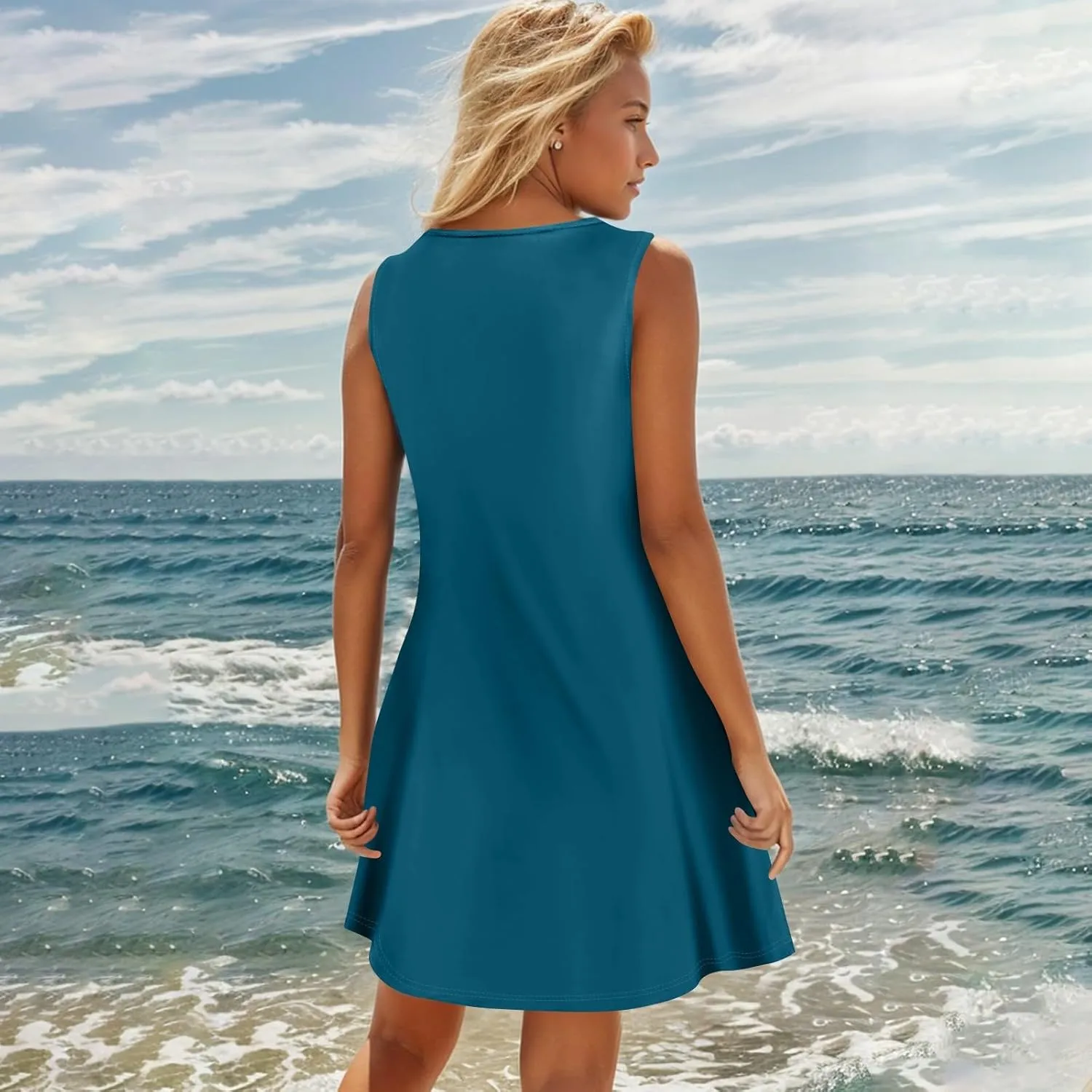 TWGONE Summer Dresses for Women 2025 Vacation Beach Swimsuit Coverups Sleeveless Button Down Spring Boho Midi Sun Dress