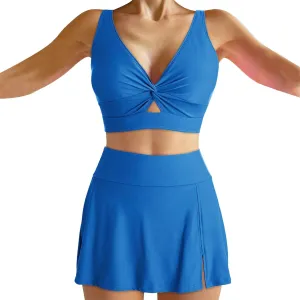 Two Piece Bikini Skirt Swimsuit Beach 2 Piece Bathing Suits for Women Twist Bikini Bras High Waisted Skirts Swimwear