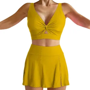 Two Piece Bikini Skirt Swimsuit Beach 2 Piece Bathing Suits for Women Twist Bikini Bras High Waisted Skirts Swimwear