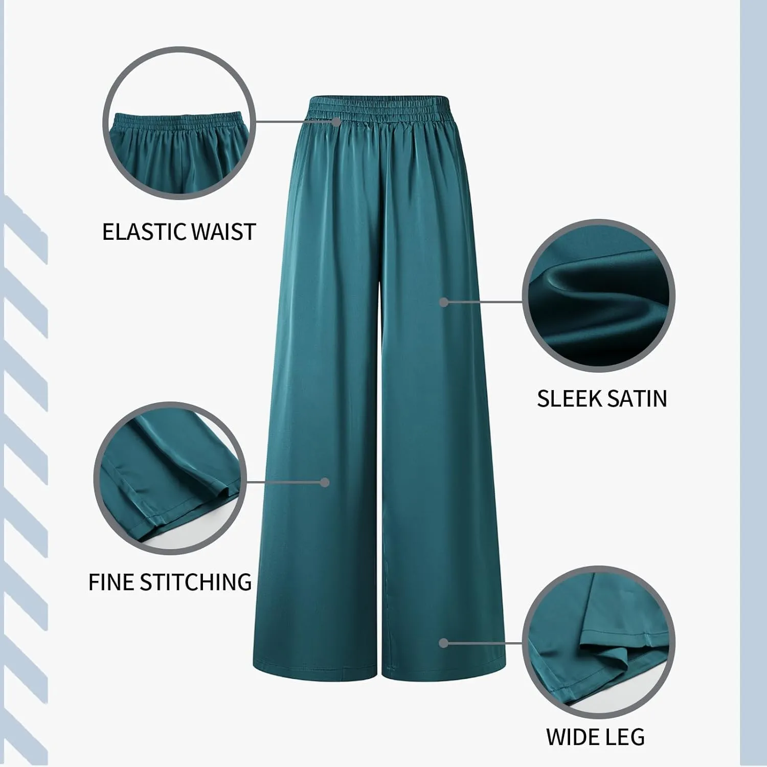 UlikTree Women's High Waist Satin Pants Wide Leg Dressy Casual Trousers S-L