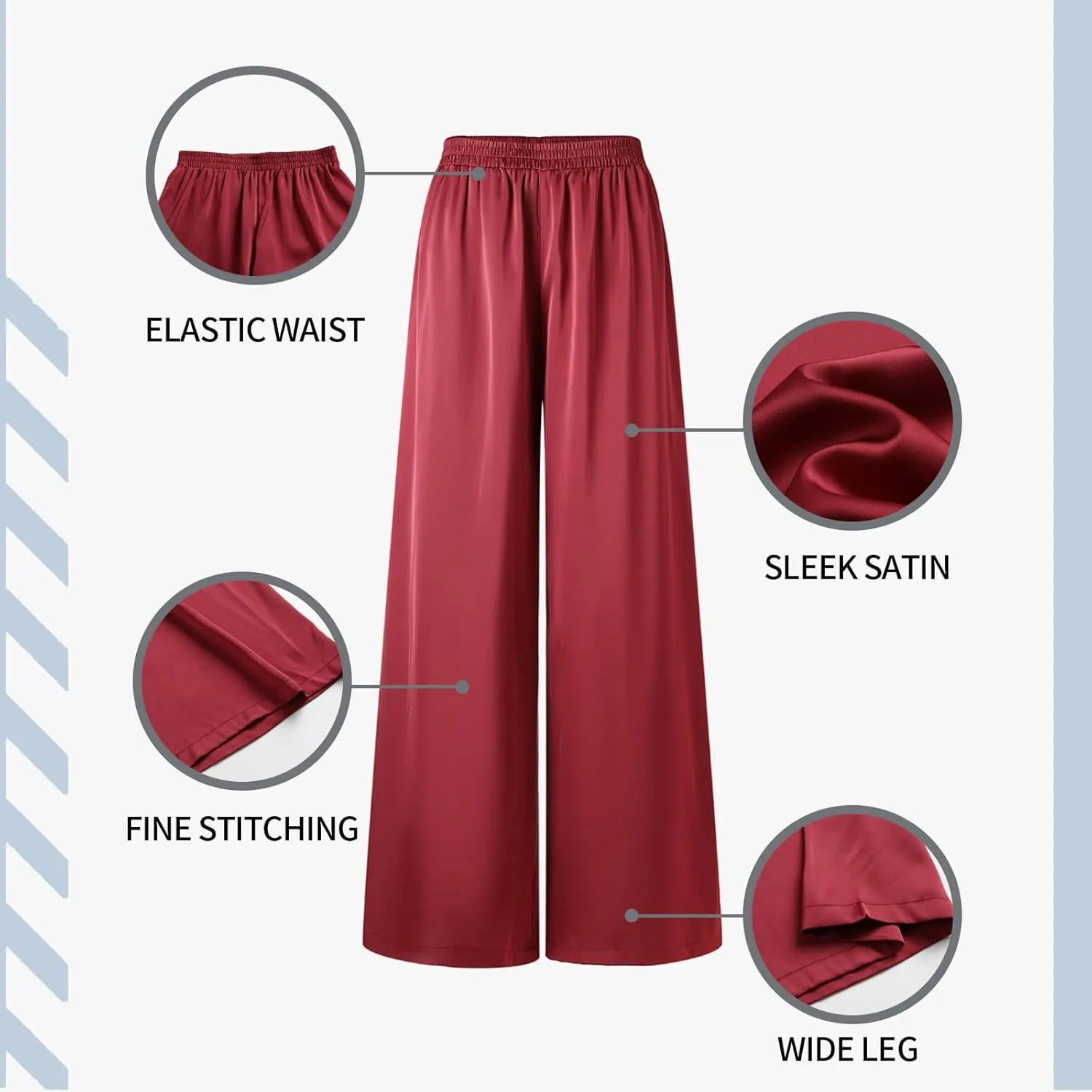 UlikTree Women's High Waist Satin Pants Wide Leg Dressy Casual Trousers S-L