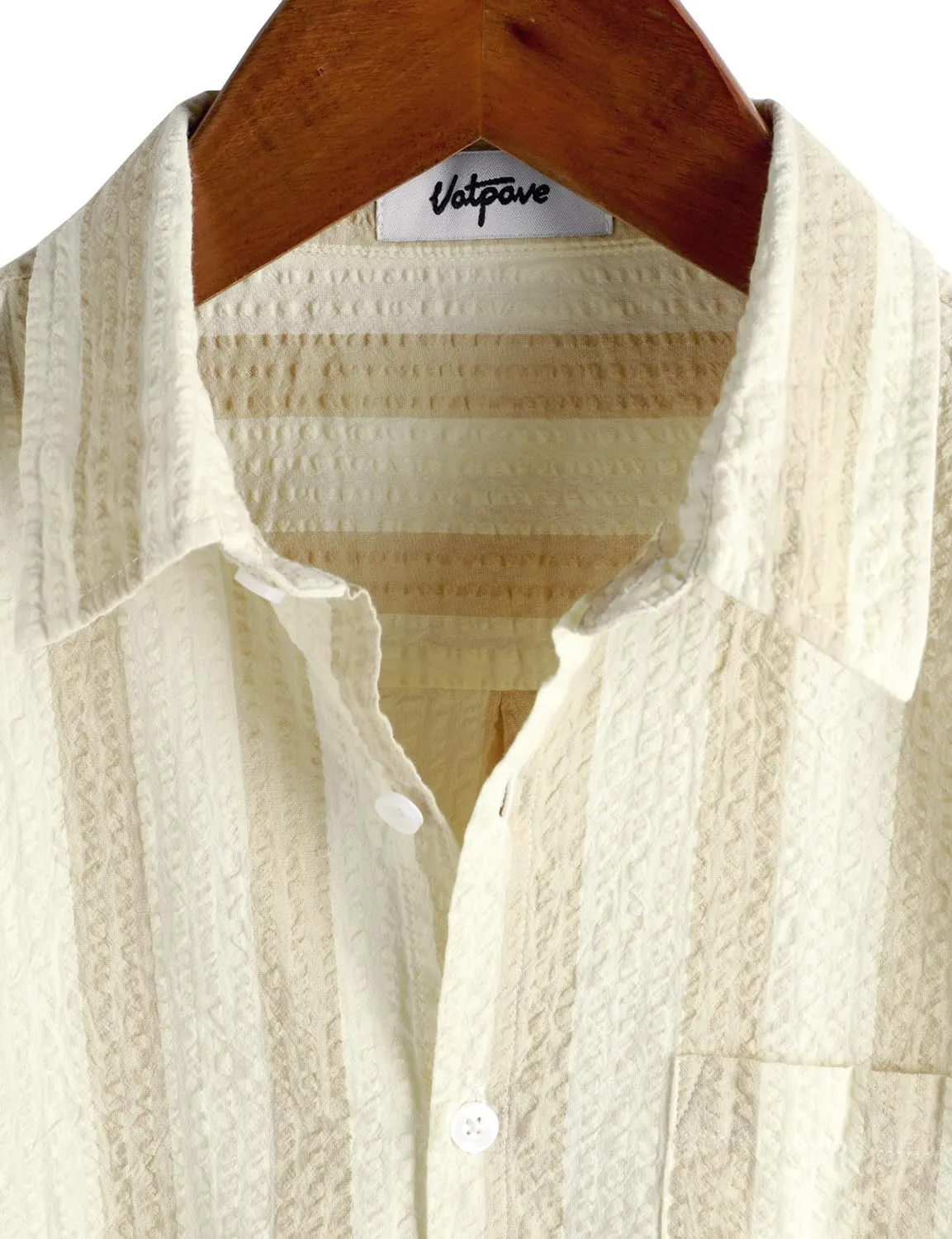 VATPAVE Mens Striped Summer Shirt Casual Button Down Short Sleeve Beach Shirts Cotton Linen Shirts for Men