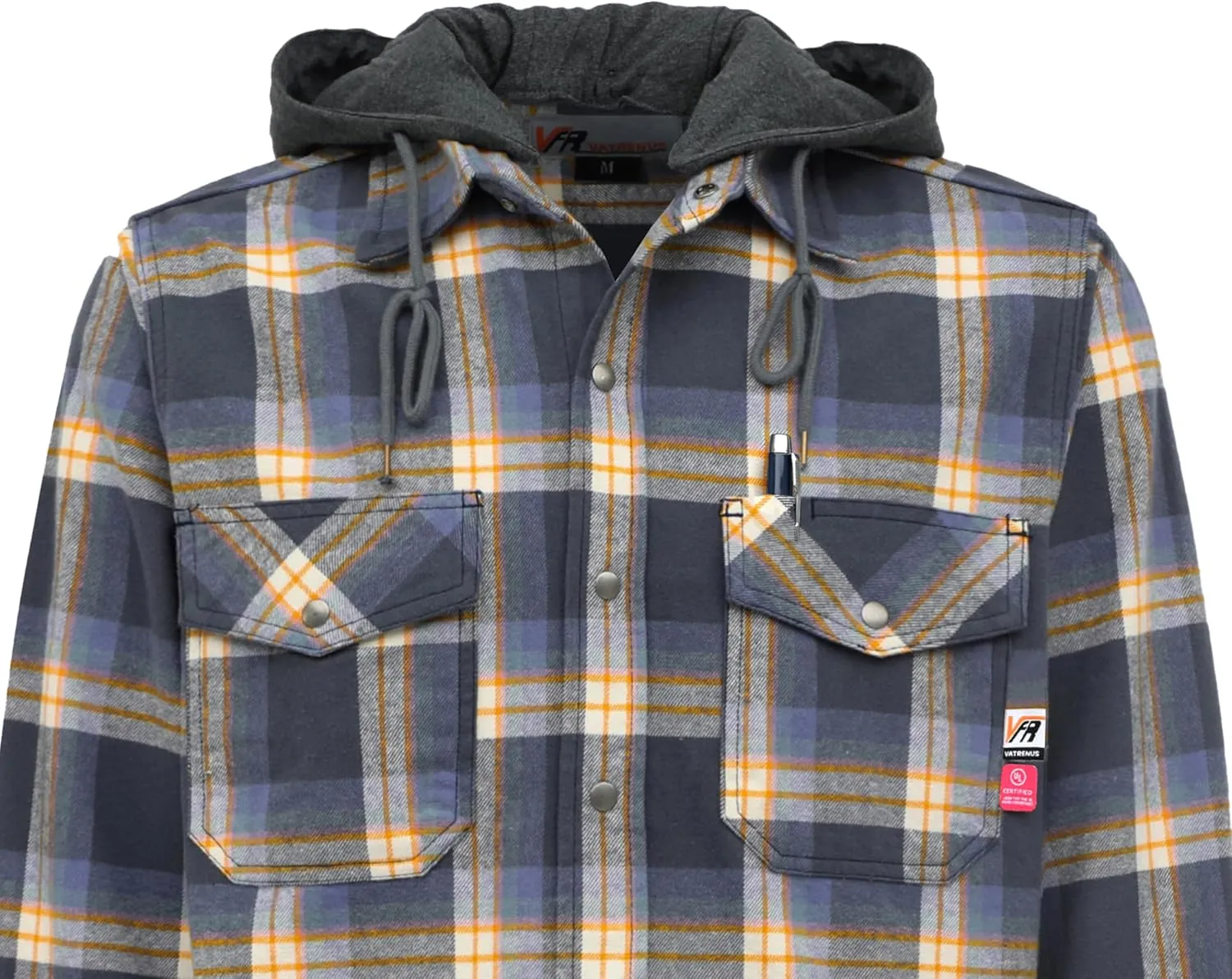 VATRENUS FR Shirts for Men Plaid Flannel Jacket 8.5oz Heavyweight Flame Resistant Welding Shirt