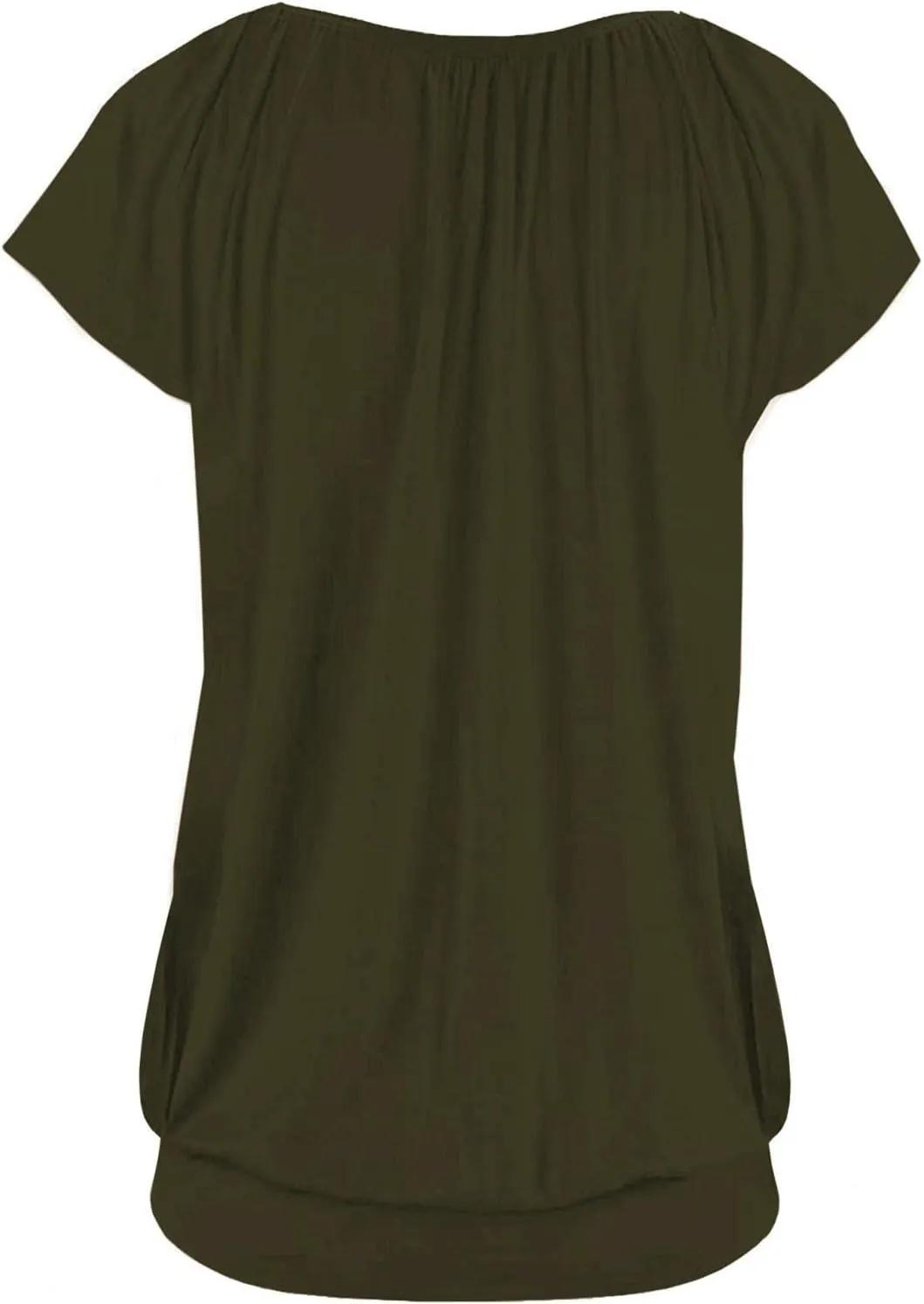 Veatzaer Women V Neck T Shirts Cap Sleeve Summer Casual Shirts Banded-Bottom Loose Fit Basic Tops