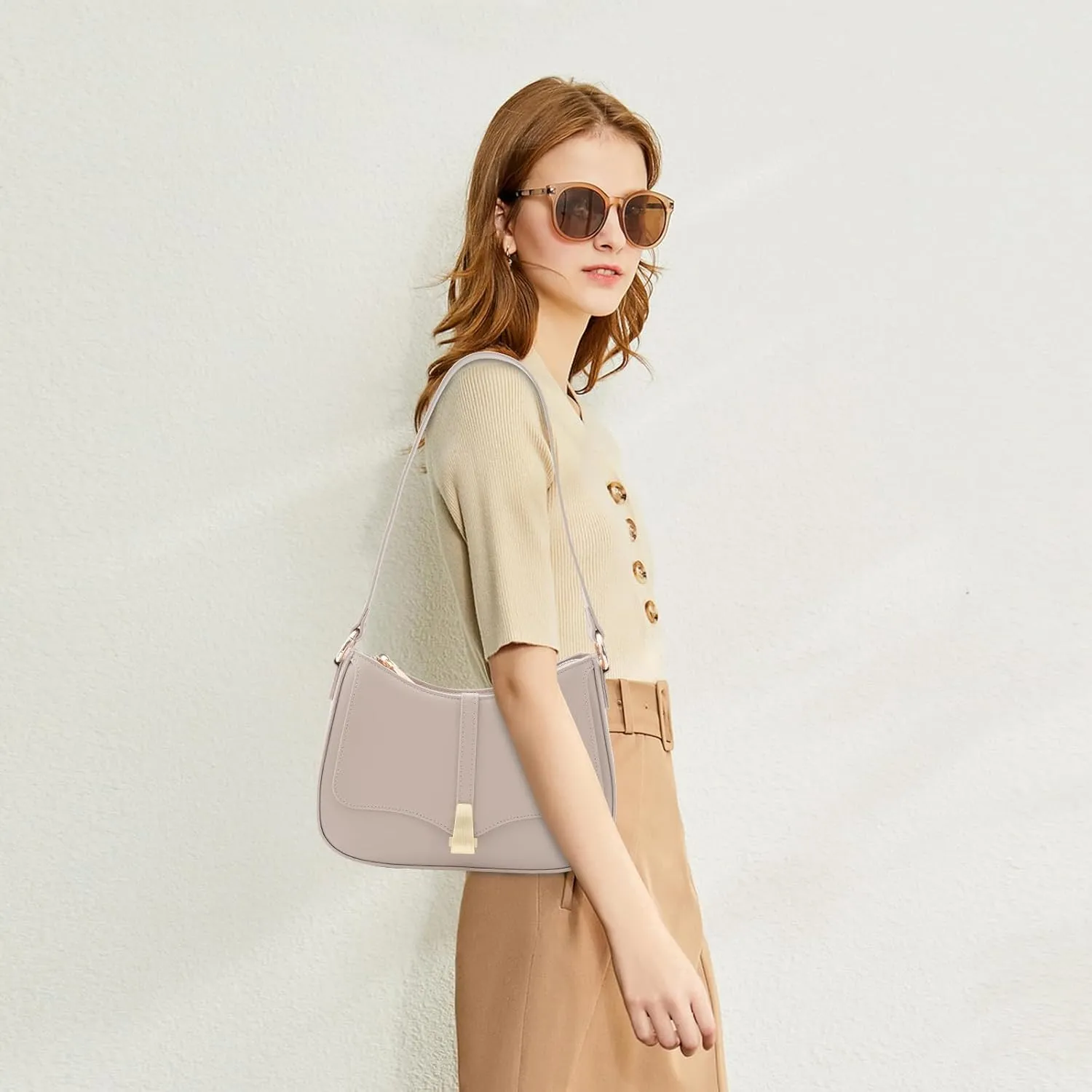 Vintage Crescent Shoulder Bag for Women - Genuine Leather Retro Clutch & Tote