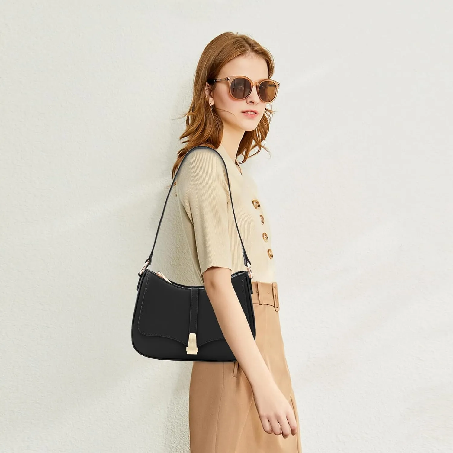 Vintage Crescent Shoulder Bag for Women - Genuine Leather Retro Clutch & Tote